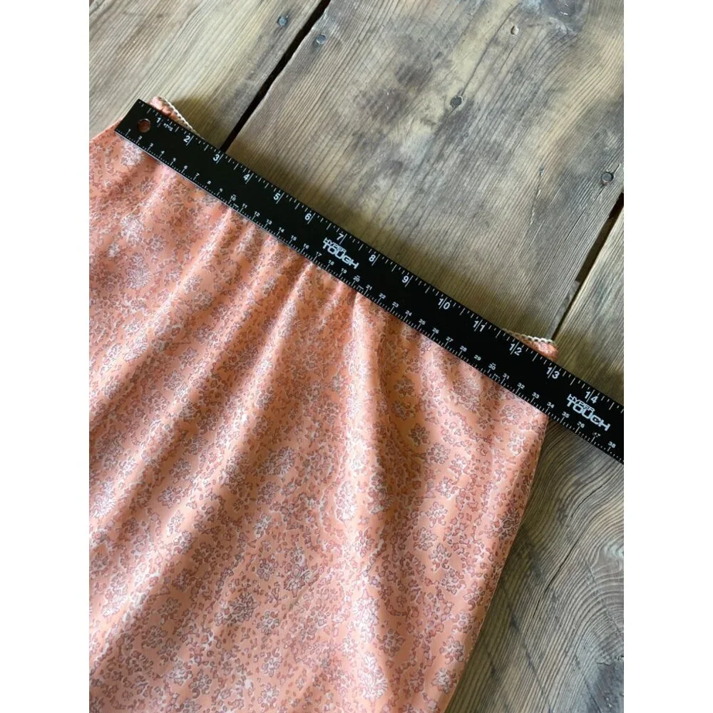 Y2K Pierre Cardin Peach Ditsy Skirt Womens 12 Peach Floral Ruffle Fairy Whimsy